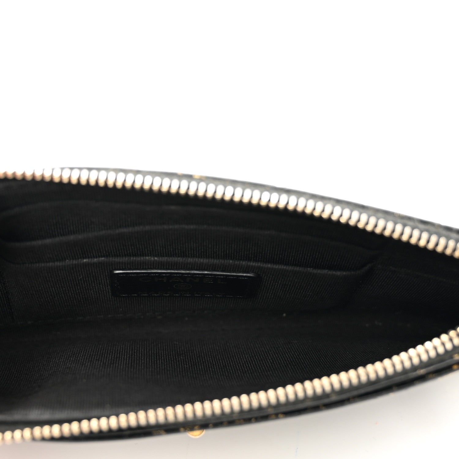 Chanel Calfskin Crocodile Embossed Graffiti 2.55 Cocodile Reissue Zip Pouch Black Gold 5 of 7