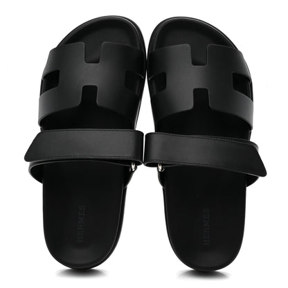Hermes Calfskin Womens Chypre Sandals 38 Black 2 of 10