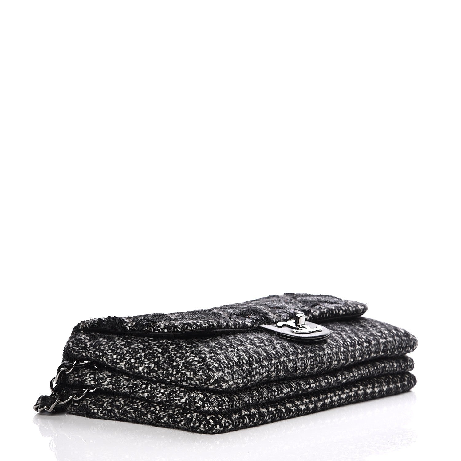 Chanel Sequin Tweed Icons Large Accordion 3 Flap Black 4 of 7