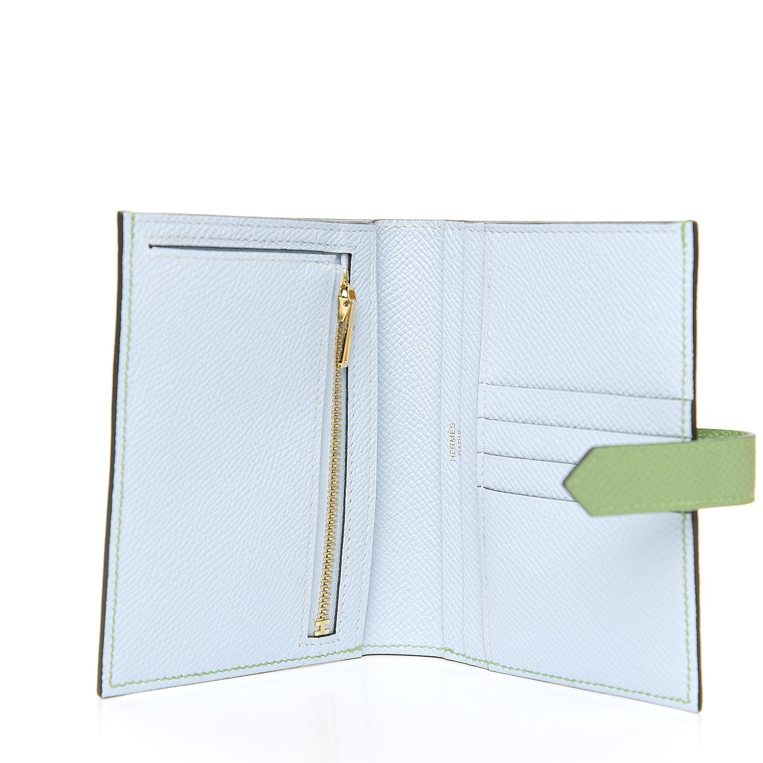 Hermes Epsom Verso Bearn Compact Wallet Vert Criquet Bleu Brume 4 of 7