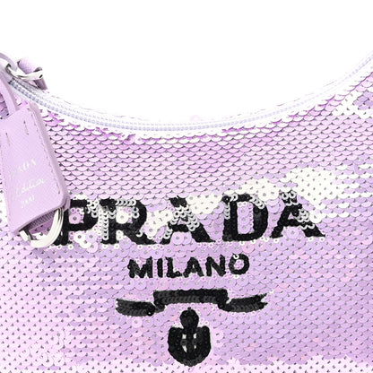 Prada Paillettes Sequin Mini Re-Edition 2000 Bag Lilium Black 7 of 9