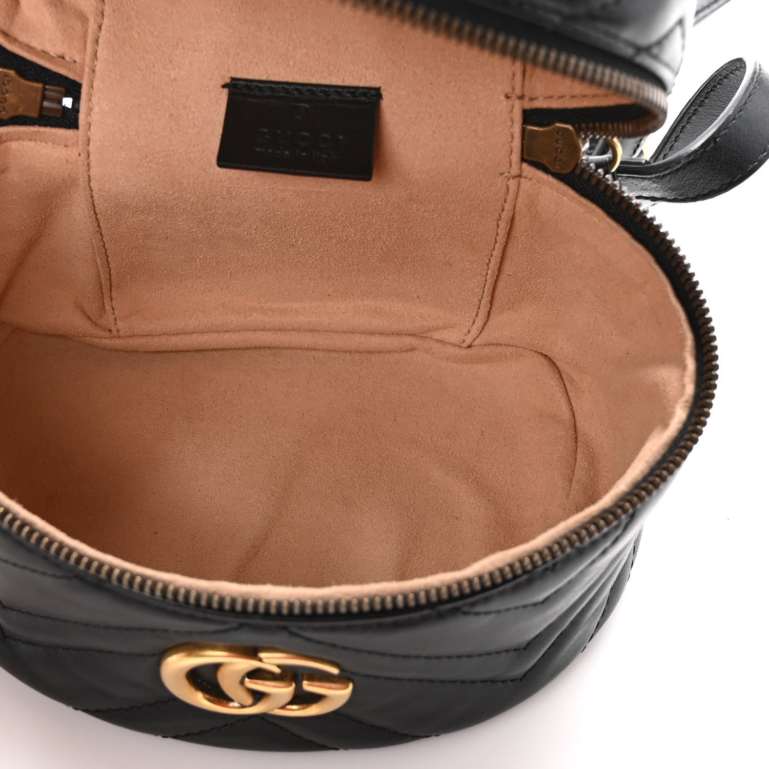 Gucci Calfskin Matelasse Mini GG Marmont Round Backpack Black 5 of 9