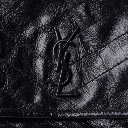 Saint Laurent Crinkled Calfskin Matelasse Monogram Medium Niki Chain Satchel Black 8 of 10