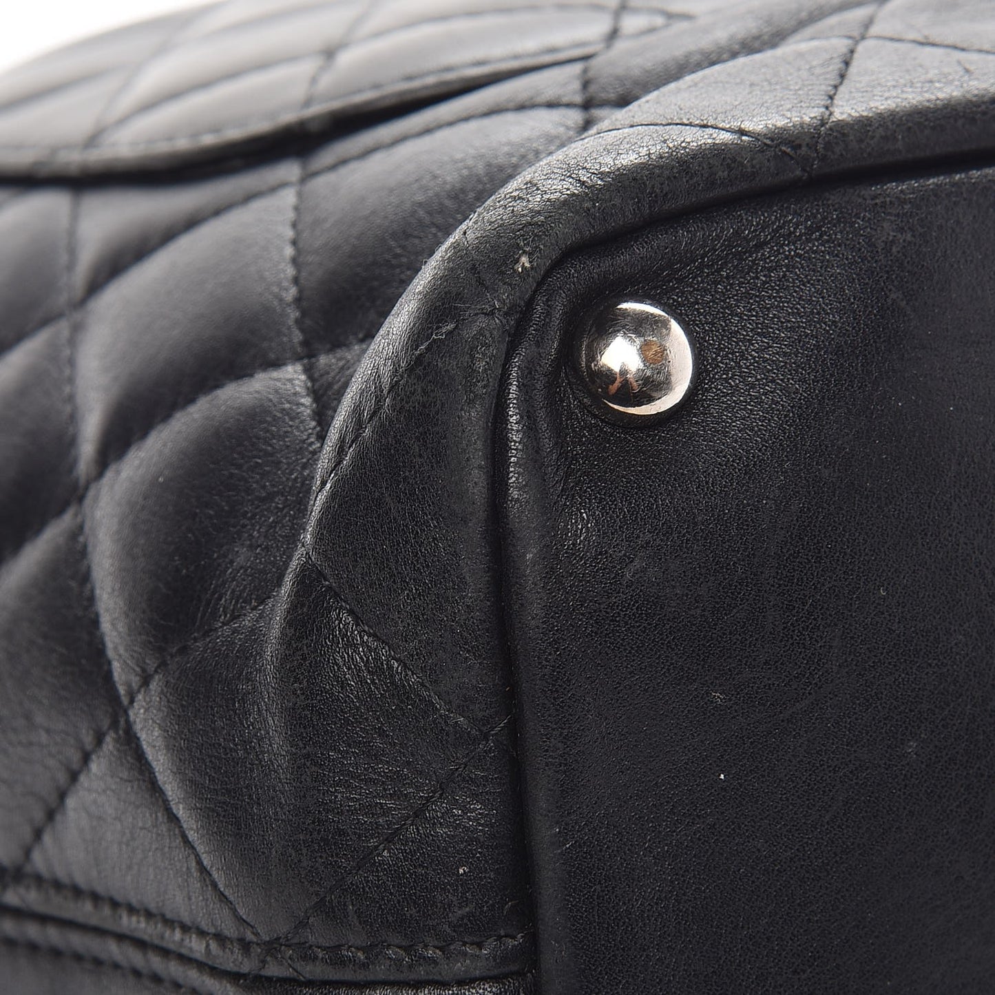 Calfskin Quilted Medium Cambon Tote Black