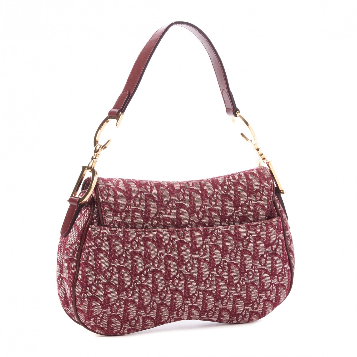 Christian Dior Monogram Double Saddle Bag Burgundy 2 of 7