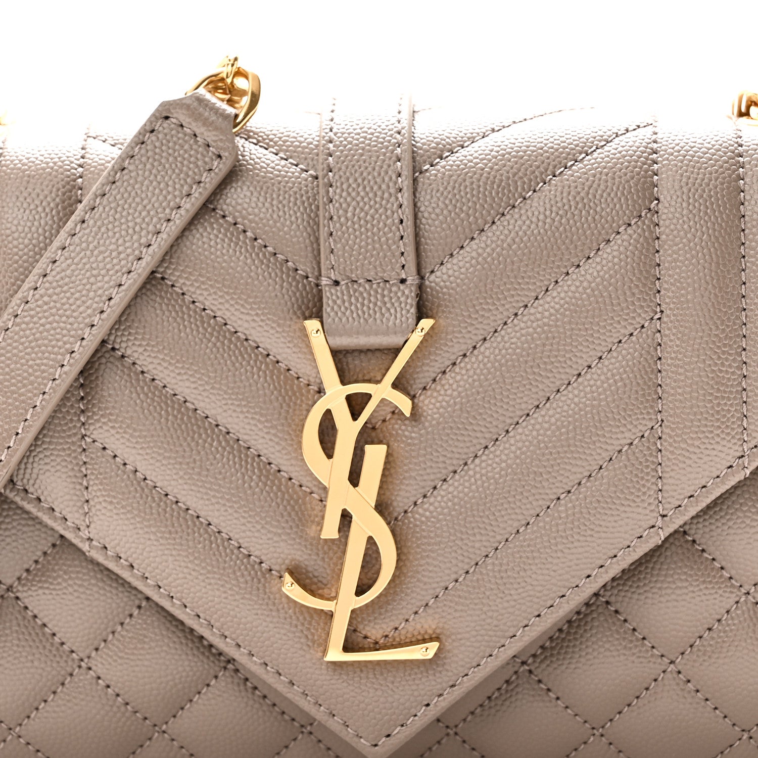 Saint Laurent Grain De Poudre Textured Mixed Matelasse Triquilt Small Monogram Satchel Greyish Brown Greyish Brown 7 of 10