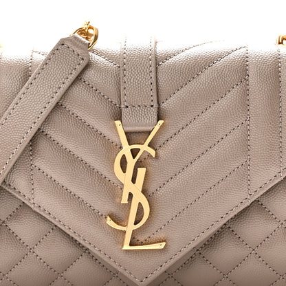 Saint Laurent Grain De Poudre Textured Mixed Matelasse Triquilt Small Monogram Satchel Greyish Brown Greyish Brown 7 of 10