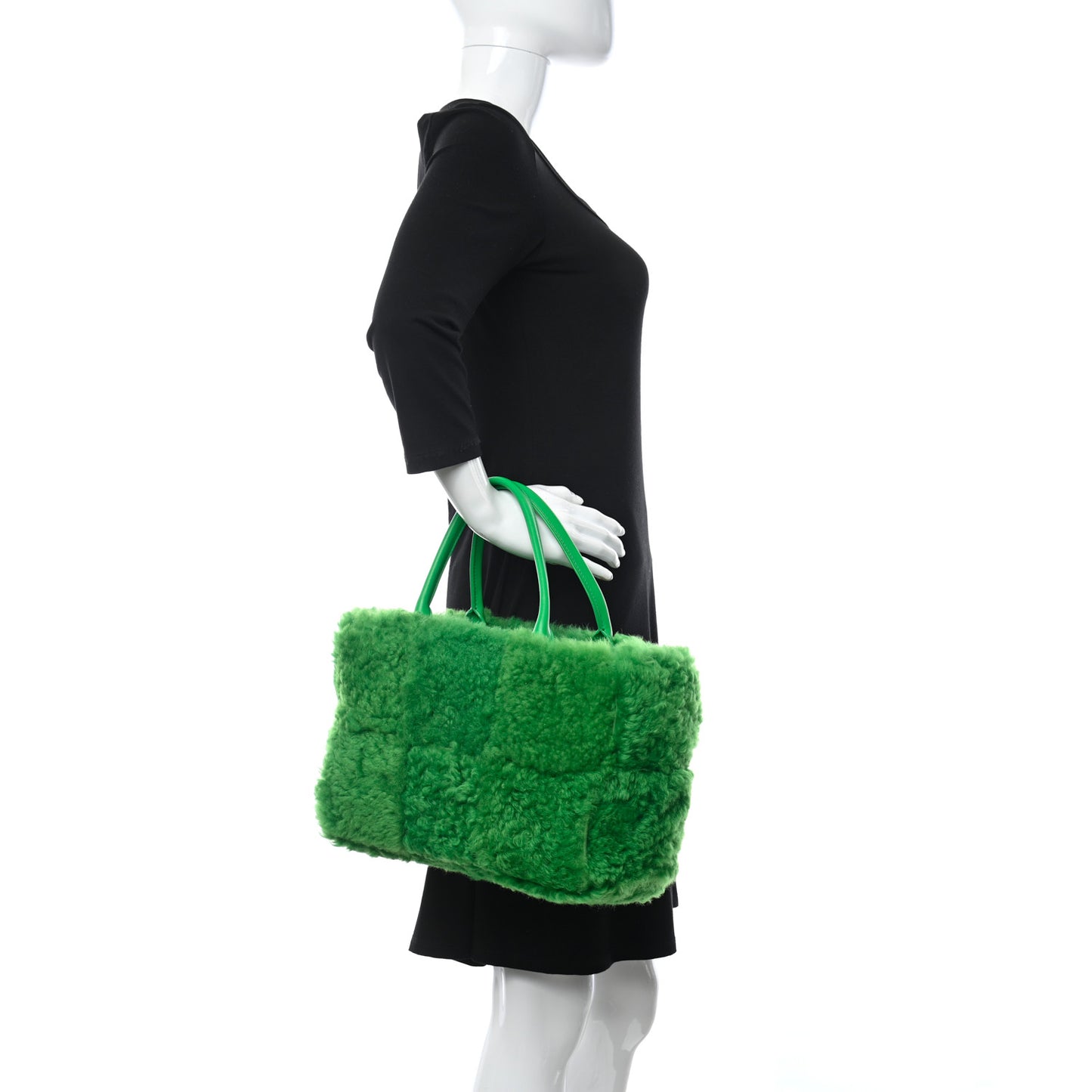 Shearling Small Intrecciato Arco Tote Parakeet