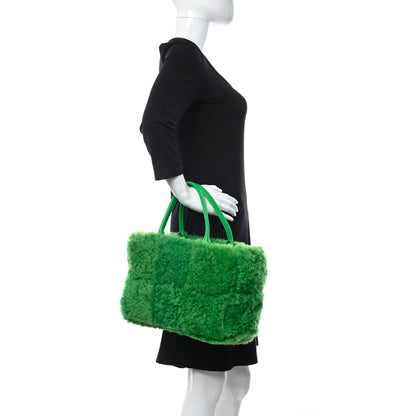 Bottega Veneta Shearling Small Intrecciato Arco Tote Parakeet 2 of 10