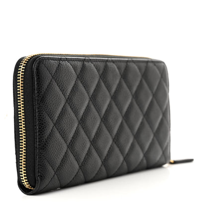 Chanel Caviar Quilted Large Gusset Zip Around Wallet Black 3 of 9