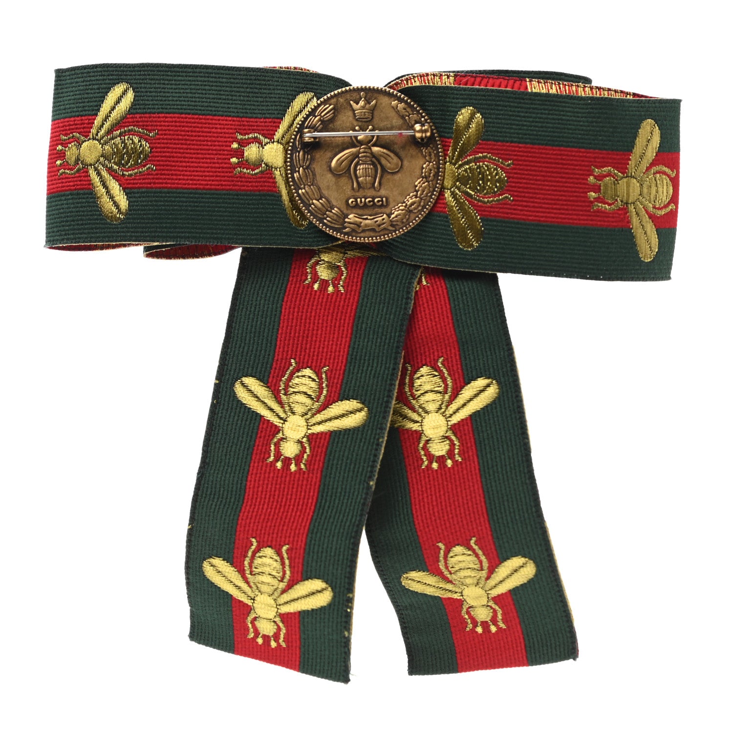 。GUCCI ウェブリボン ブローチ Gucci Ribbon Web Bow Bee Pearl Brooch Red Green 961899 – FASHIONPHILE
