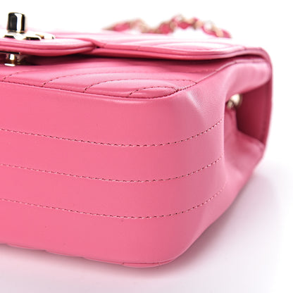 Chanel Lambskin Chevron Quilted Mini Square Flap Fuchsia 10 of 10