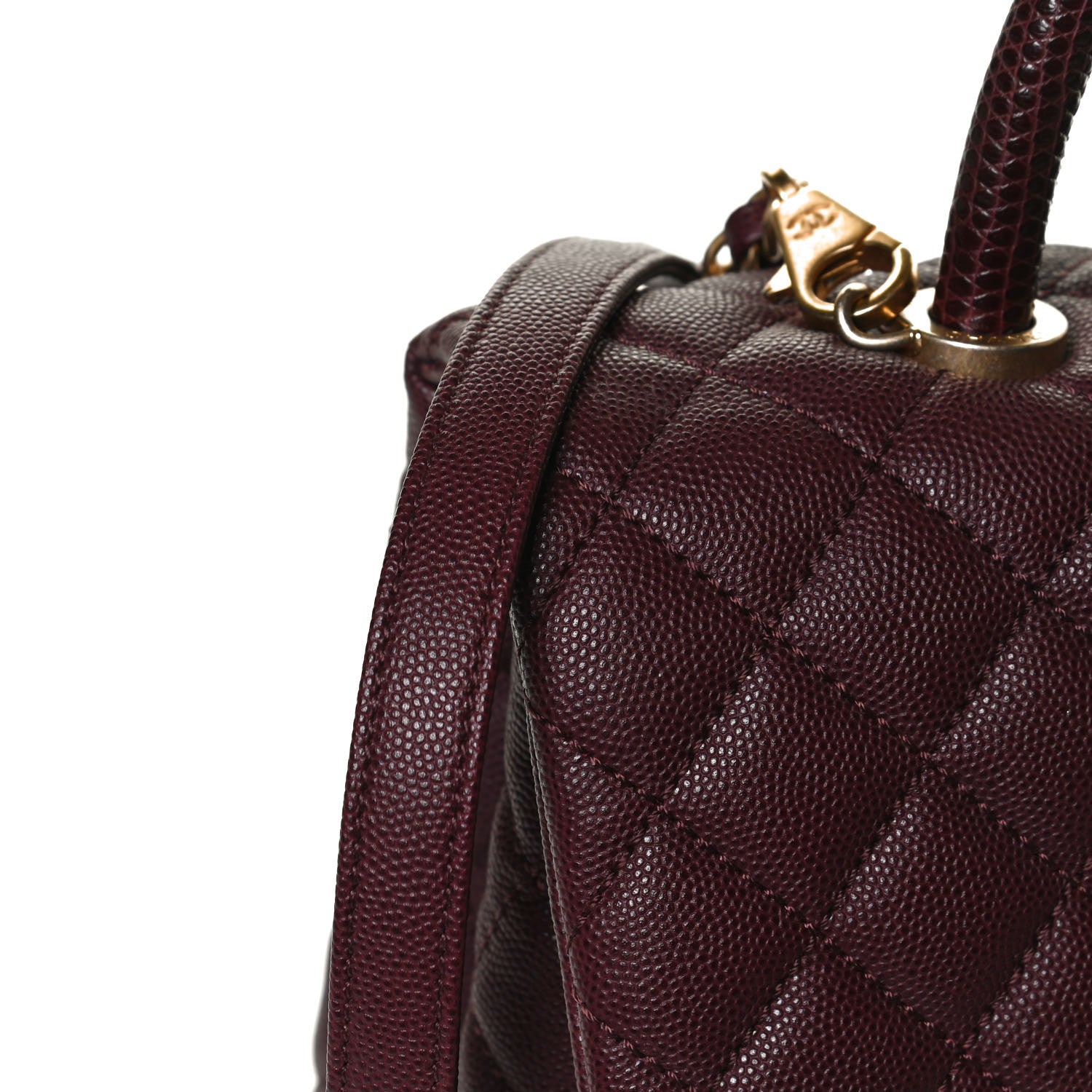 Chanel Caviar Lizard Quilted Medium Coco Handle Flap Burgundy 16 of 17