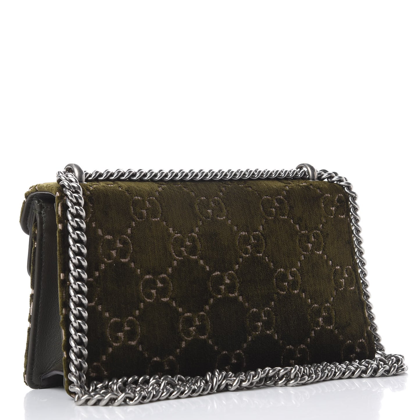 Velvet Moon Calfskin Crystal GG Monogram Small Dionysus Shoulder Bag Dark Olive Rose Gold