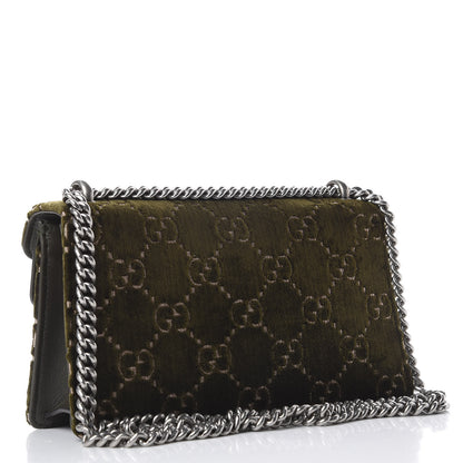 Gucci Velvet Moon Calfskin Crystal GG Monogram Small Dionysus Shoulder Bag Dark Olive Rose Gold 2 of 9