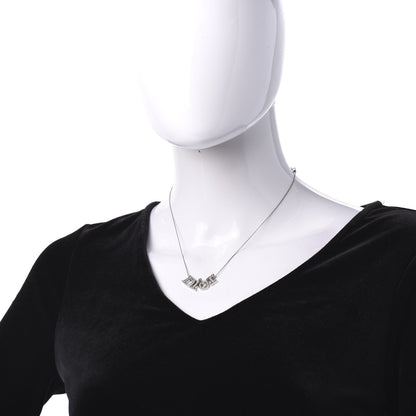 Christian Dior Crystal Logo Necklace Silver 2 of 5