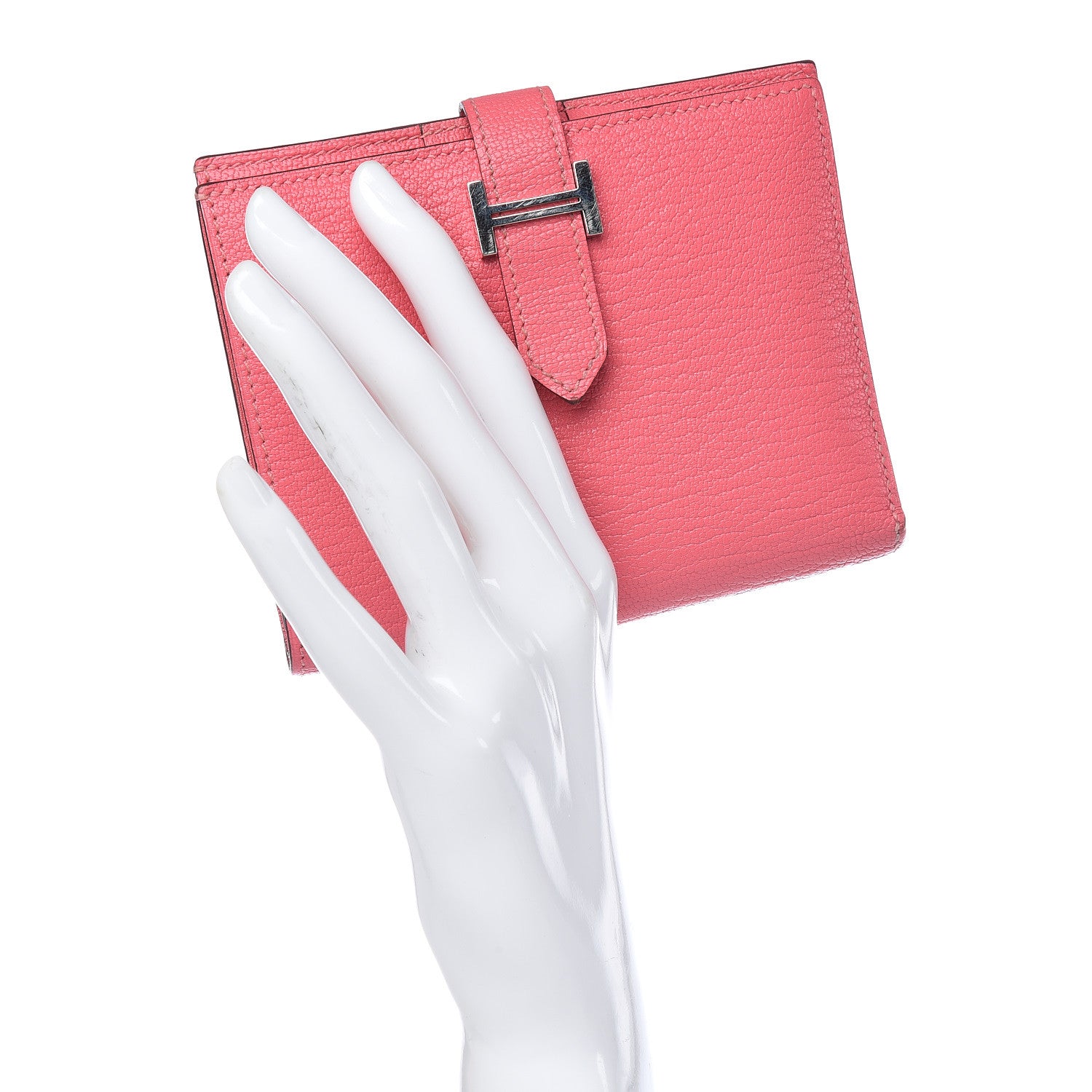 Hermes Chevre Mysore Bearn Compact Wallet Rose Lipstick 2 of 10