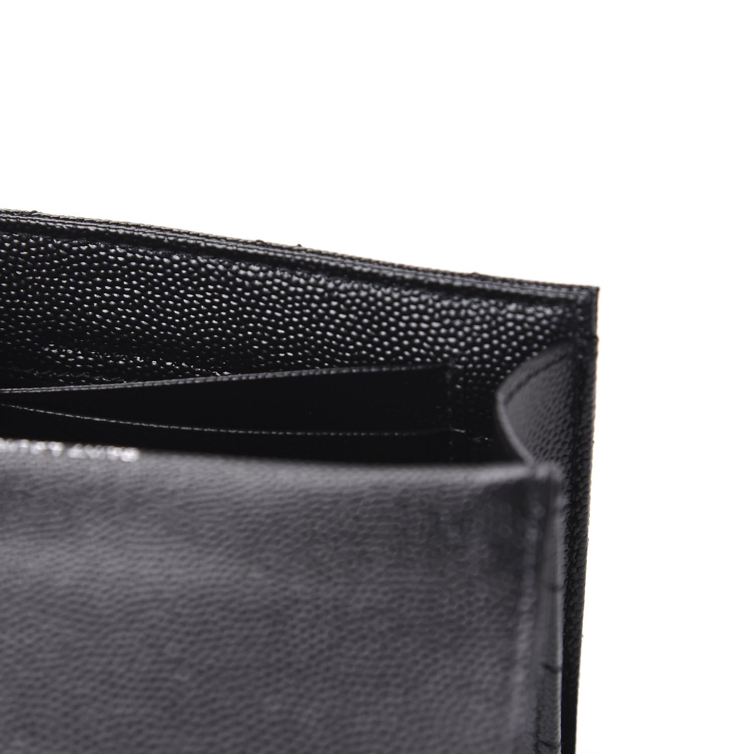 Saint Laurent Grain De Poudre Matelasse Chevron Small Monogram Envelope Wallet Black 7 of 8