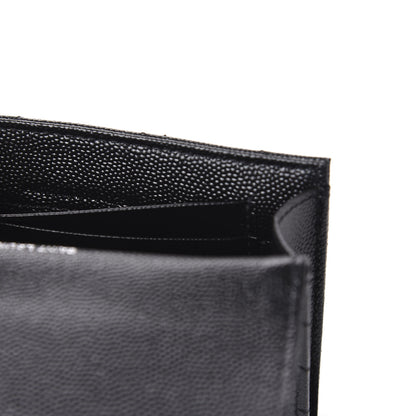 Saint Laurent Grain De Poudre Matelasse Chevron Small Monogram Envelope Wallet Black 7 of 8