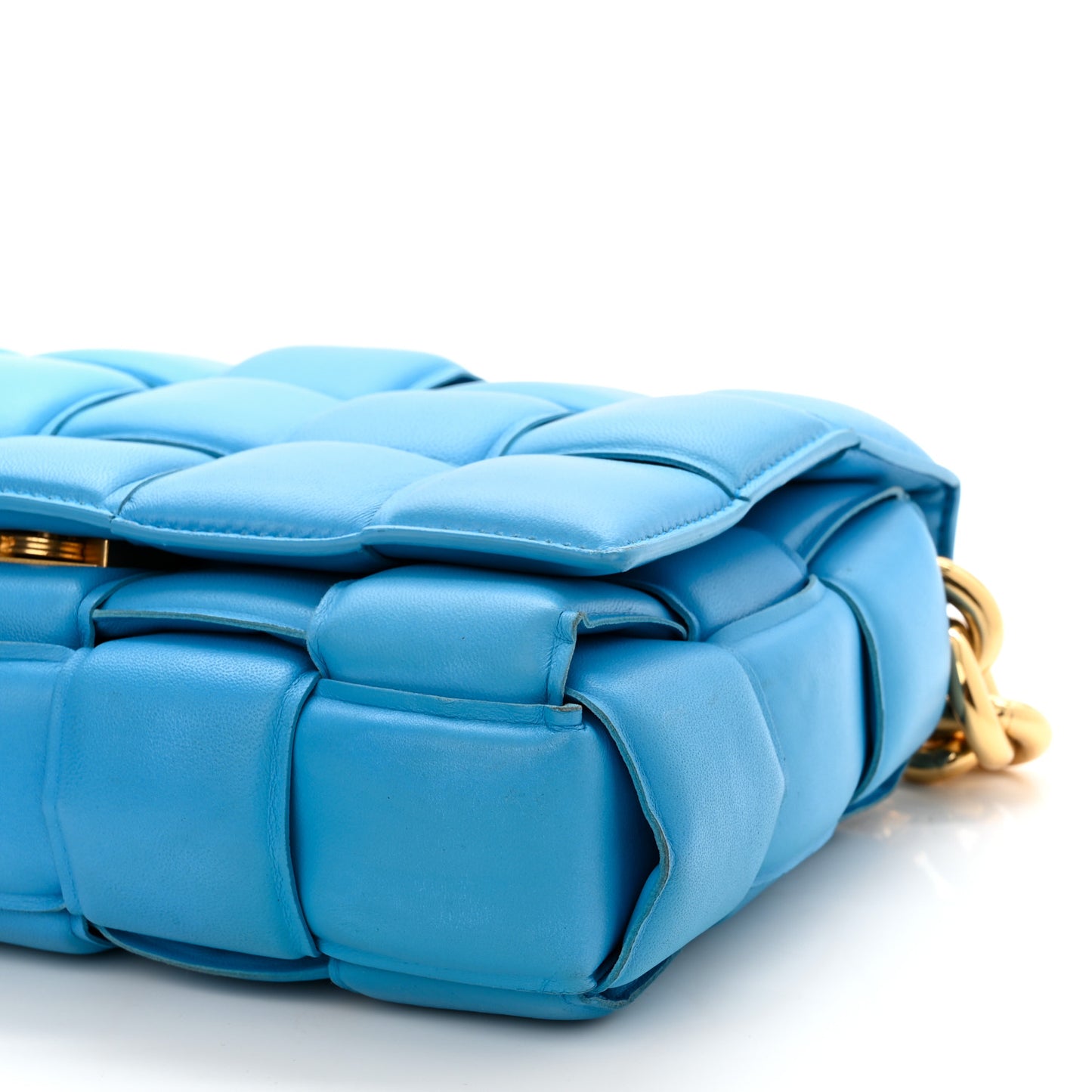 Lambskin Maxi Intreccio Padded Chain Cassette Crossbody Bag Swimming Pool