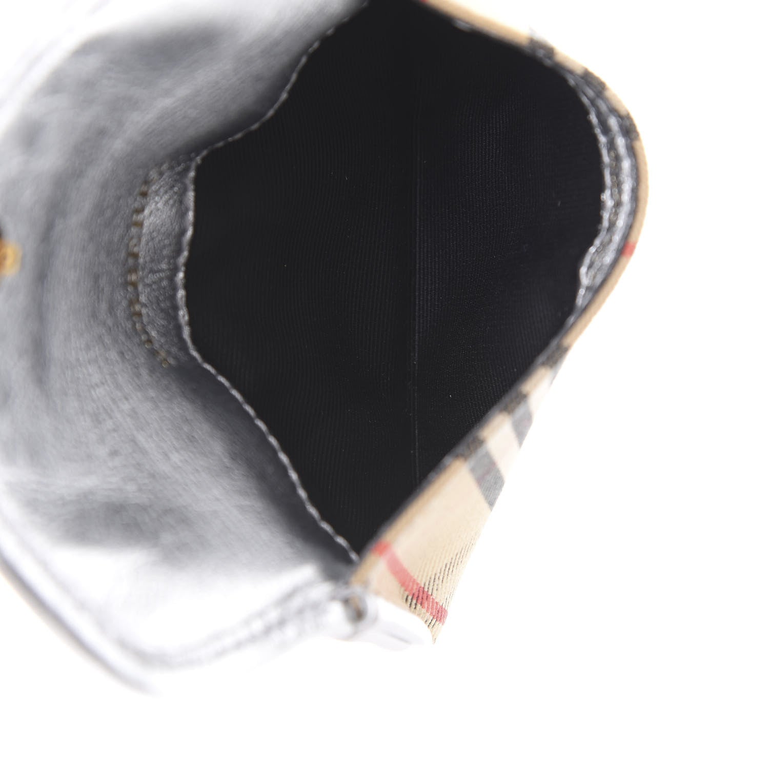 Burberry Smooth Calfskin 1983 Knight Check Envelope Card Case Silver 5 of 7