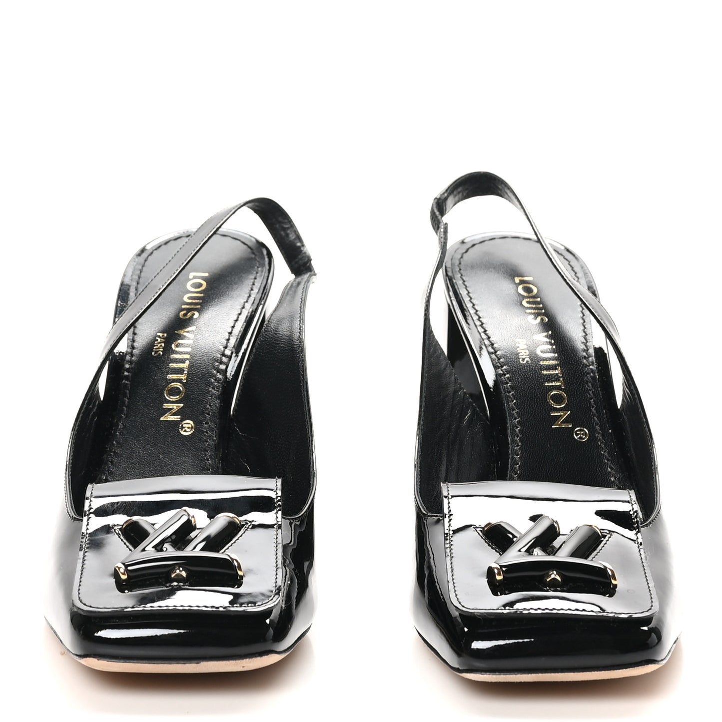 Patent Calfskin Shake Slingback Pumps 39 Black