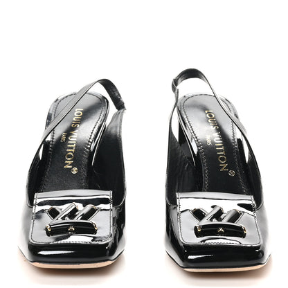 Louis Vuitton Patent Calfskin Shake Slingback Pumps 39 Black 3 of 10