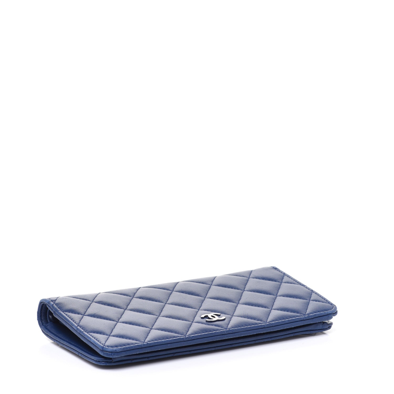 Chanel Lambskin Quilted Yen Wallet Blue 4 of 14