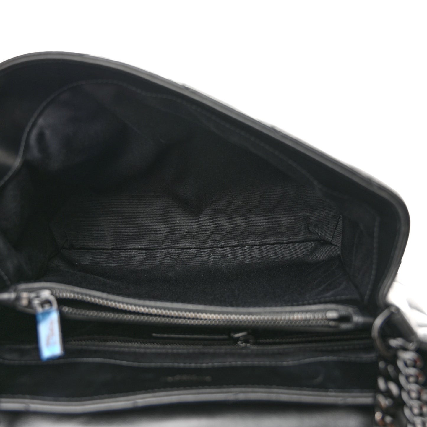 Calfskin Y Quilted Monogram Monochrome Medium Loulou Chain Satchel Black