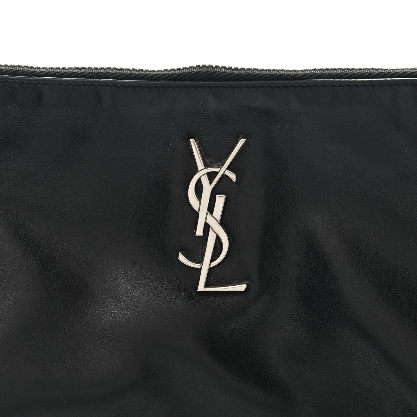 Calfskin Monogram Fringe Pouch Black