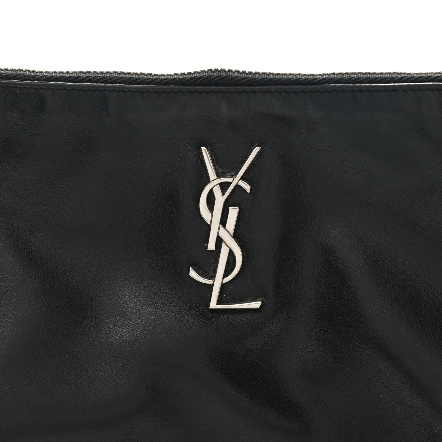 Saint Laurent Calfskin Monogram Fringe Pouch Black 8 of 13