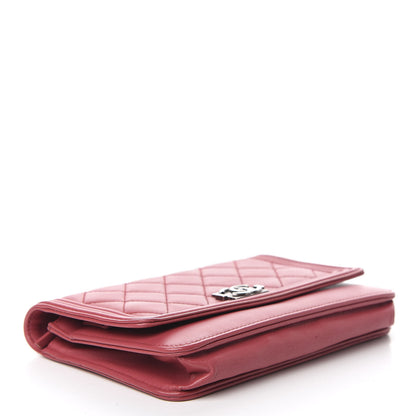 Chanel Lambskin Quilted Boy Wallet On Chain WOC Red 3 of 13