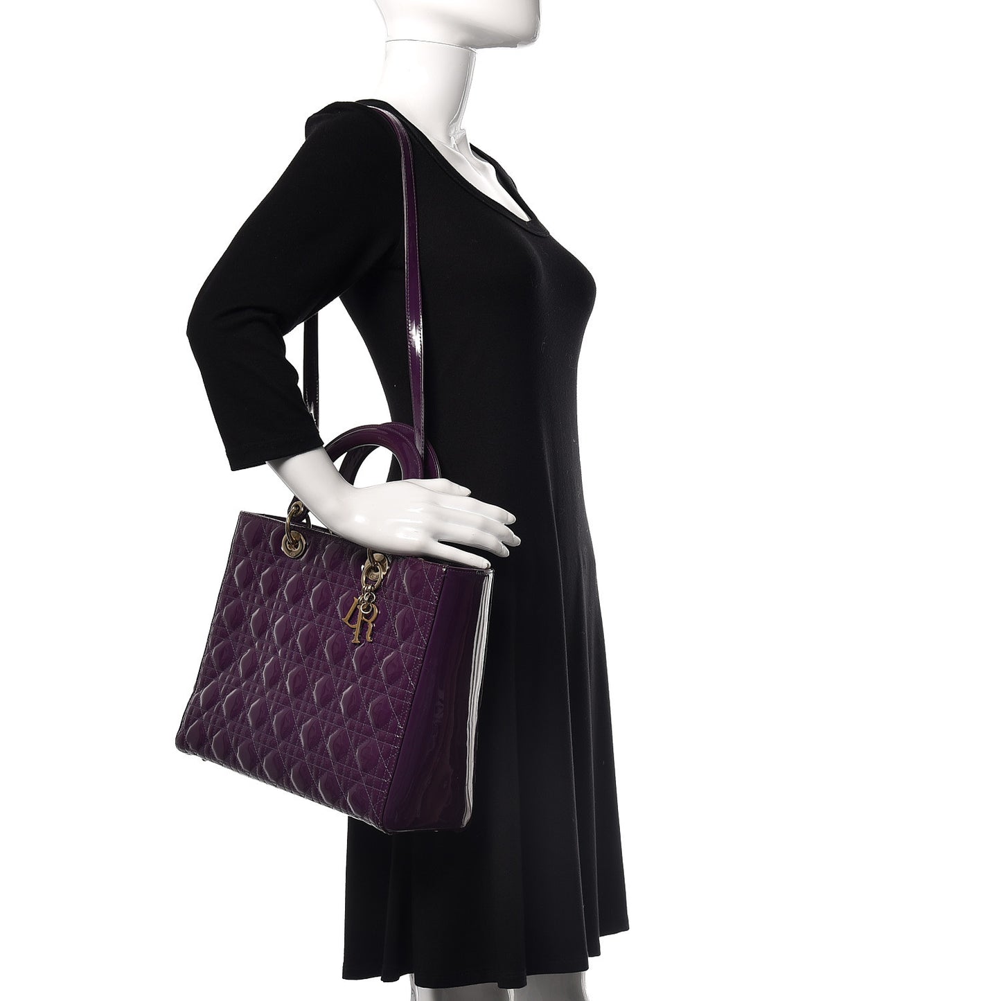 Patent Cannage Large Lady Dior Violet Purple