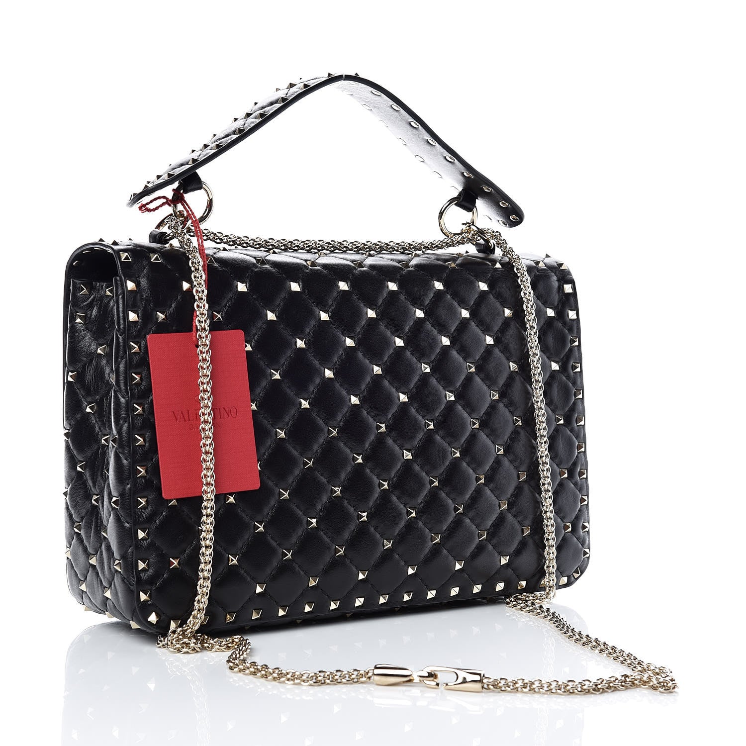 Valentino Garavani Lambskin Large Rockstud Spike Shoulder Bag Black 3 of 10