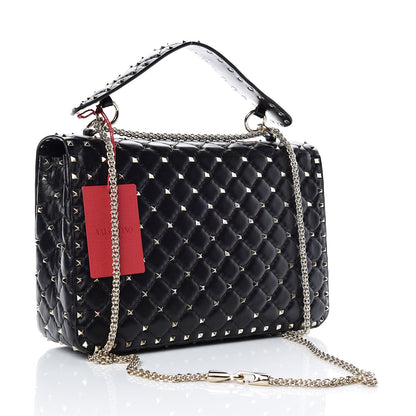 Valentino Garavani Lambskin Large Rockstud Spike Shoulder Bag Black 3 of 10