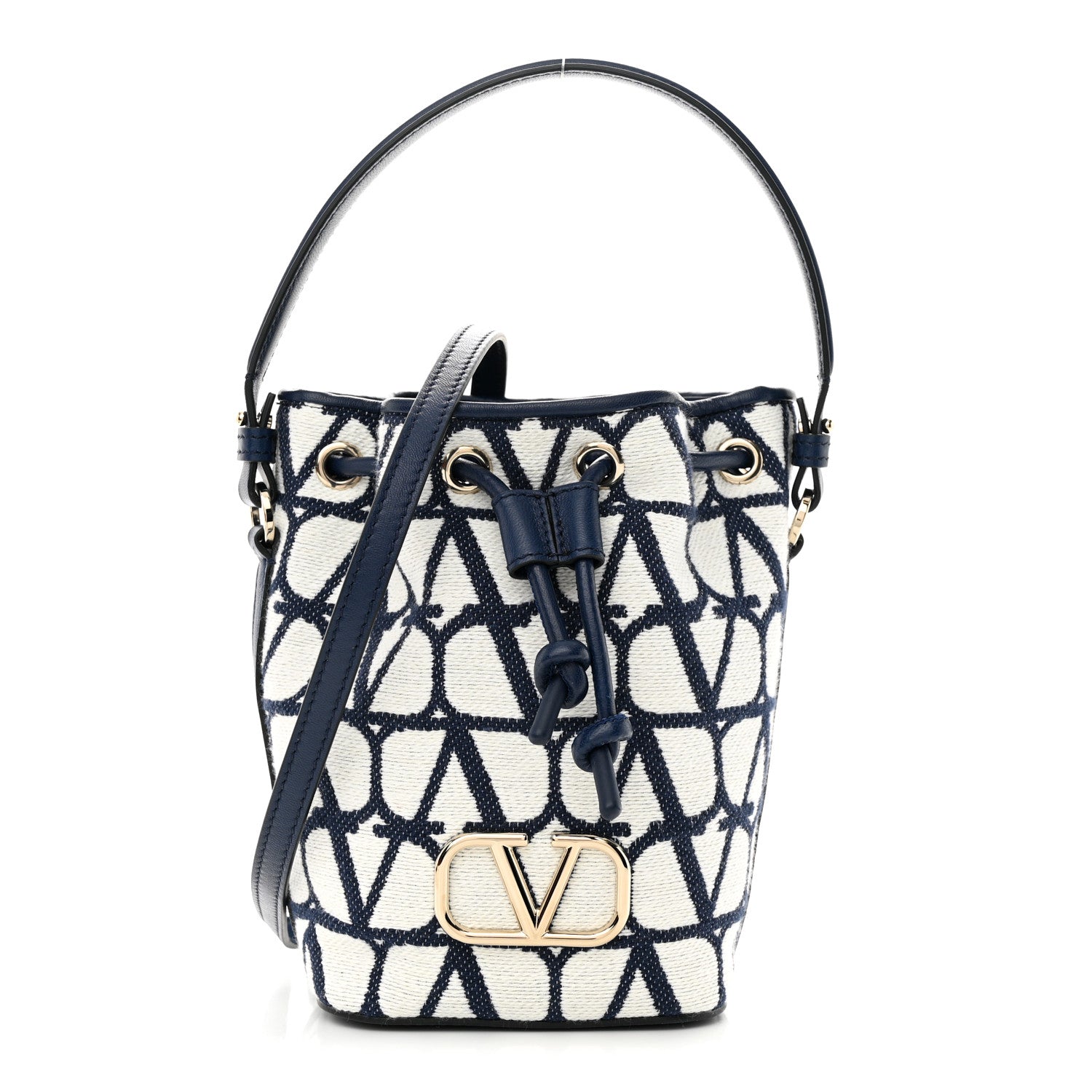 Valentino Garavani Toile Iconographe Nappa Mini Vlogo Signature Bucket Bag White Worker 1 of 9