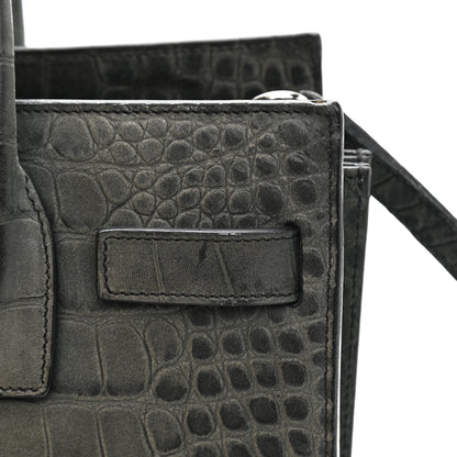 Saint Laurent Calfskin Crocodile Embossed Small Sac De Jour Fog 16 of 22