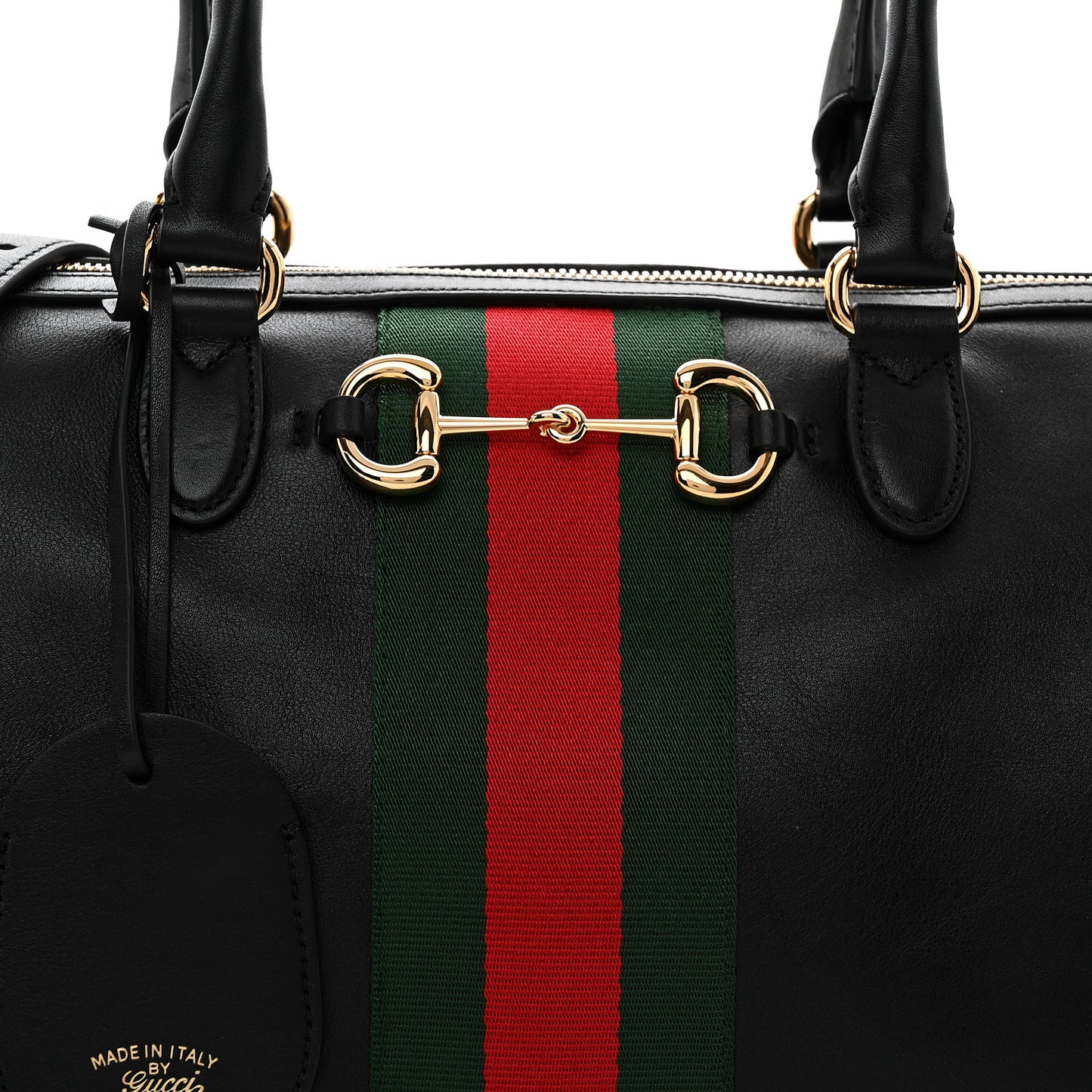 Calfskin Web Large Borsetto Boston Black