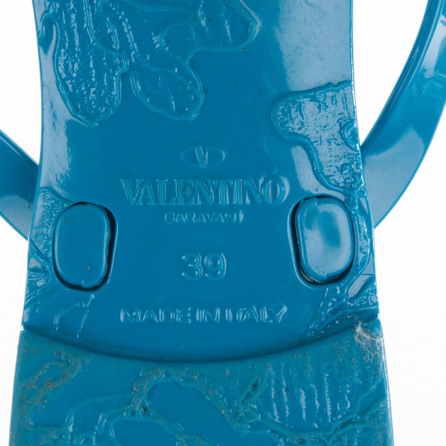 PVC Jelly Rockstud Bow Thong Sandals 39 Blue