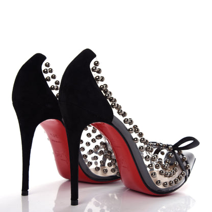 Christian Louboutin Suede Patent Studded Bille et Boule 100 Pumps 36.5 Black 4 of 9