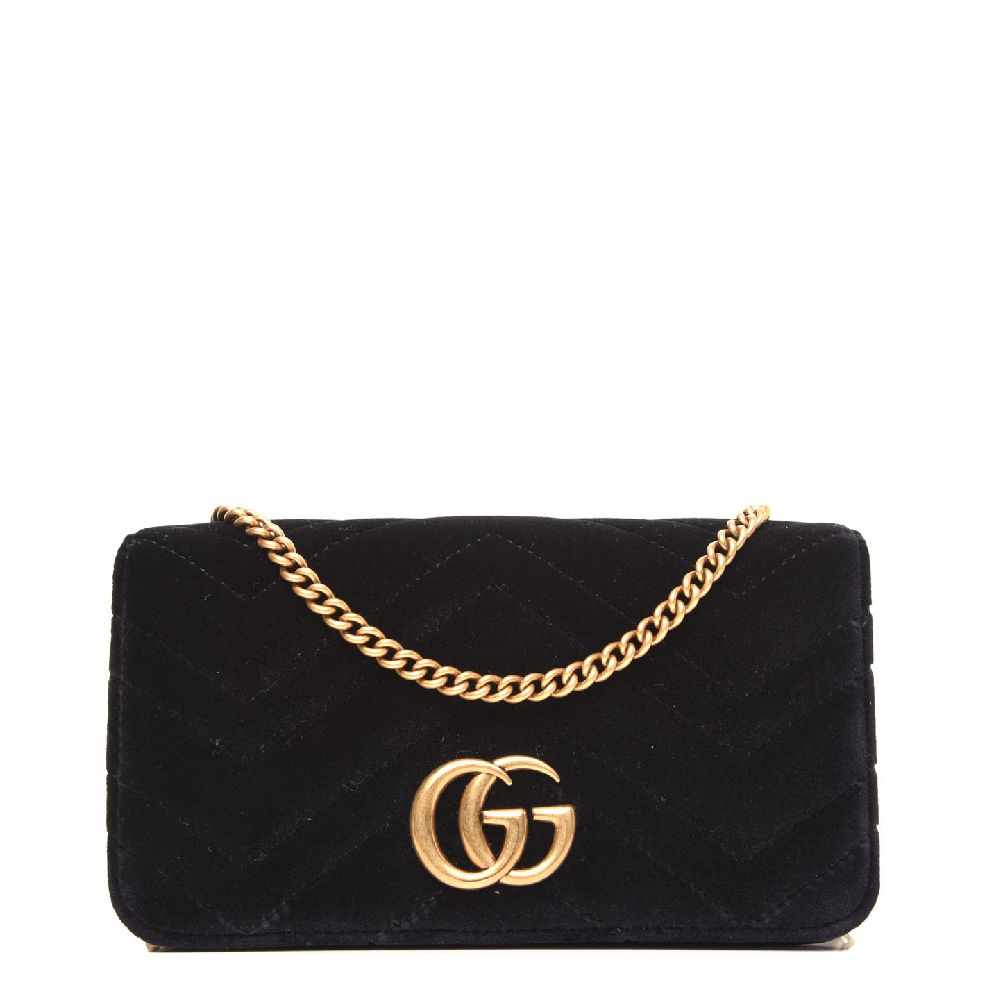 Velvet Matelasse GG Marmont Mini Bag Black