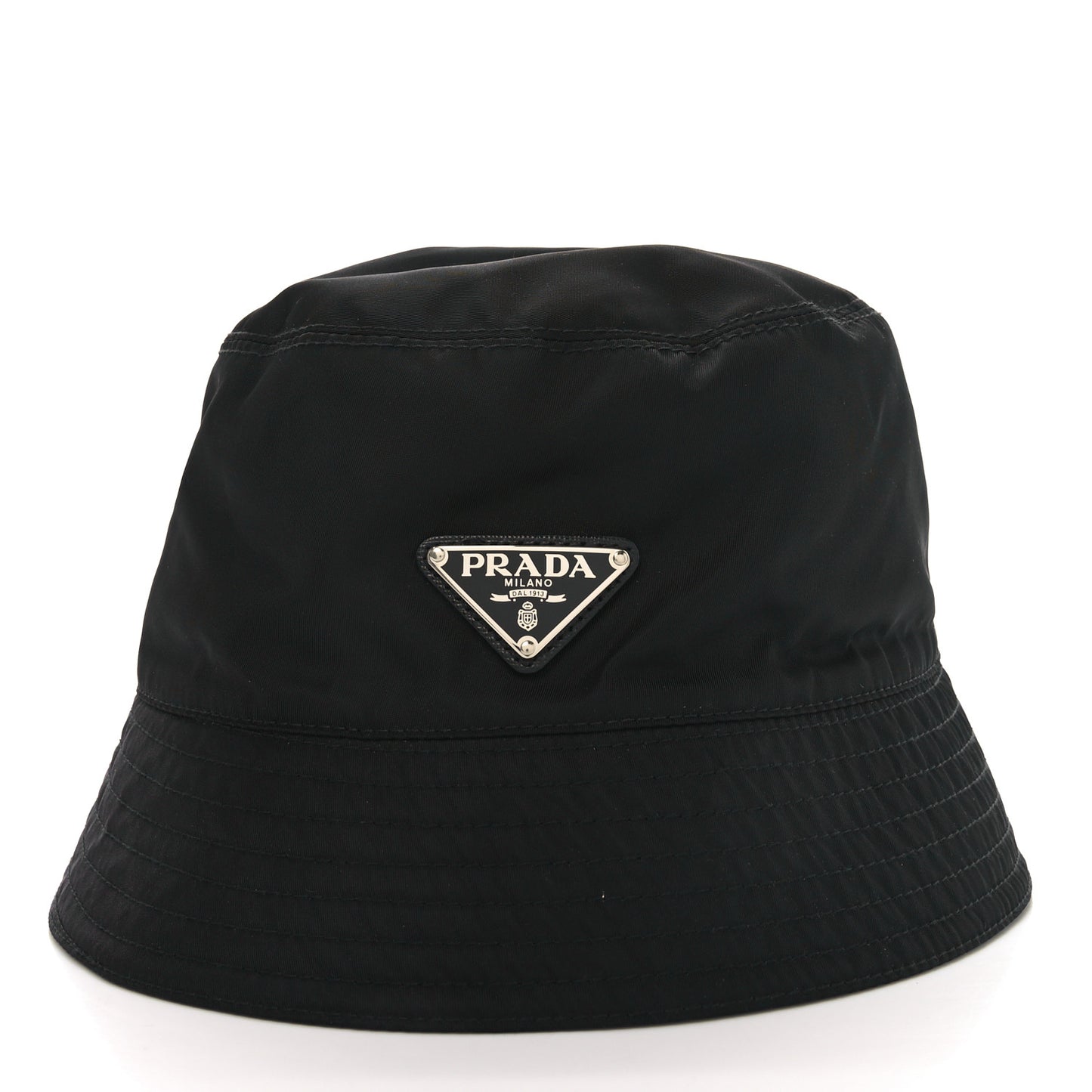 Re-Nylon Metal Triangle Logo Mens Bucket Hat L Black
