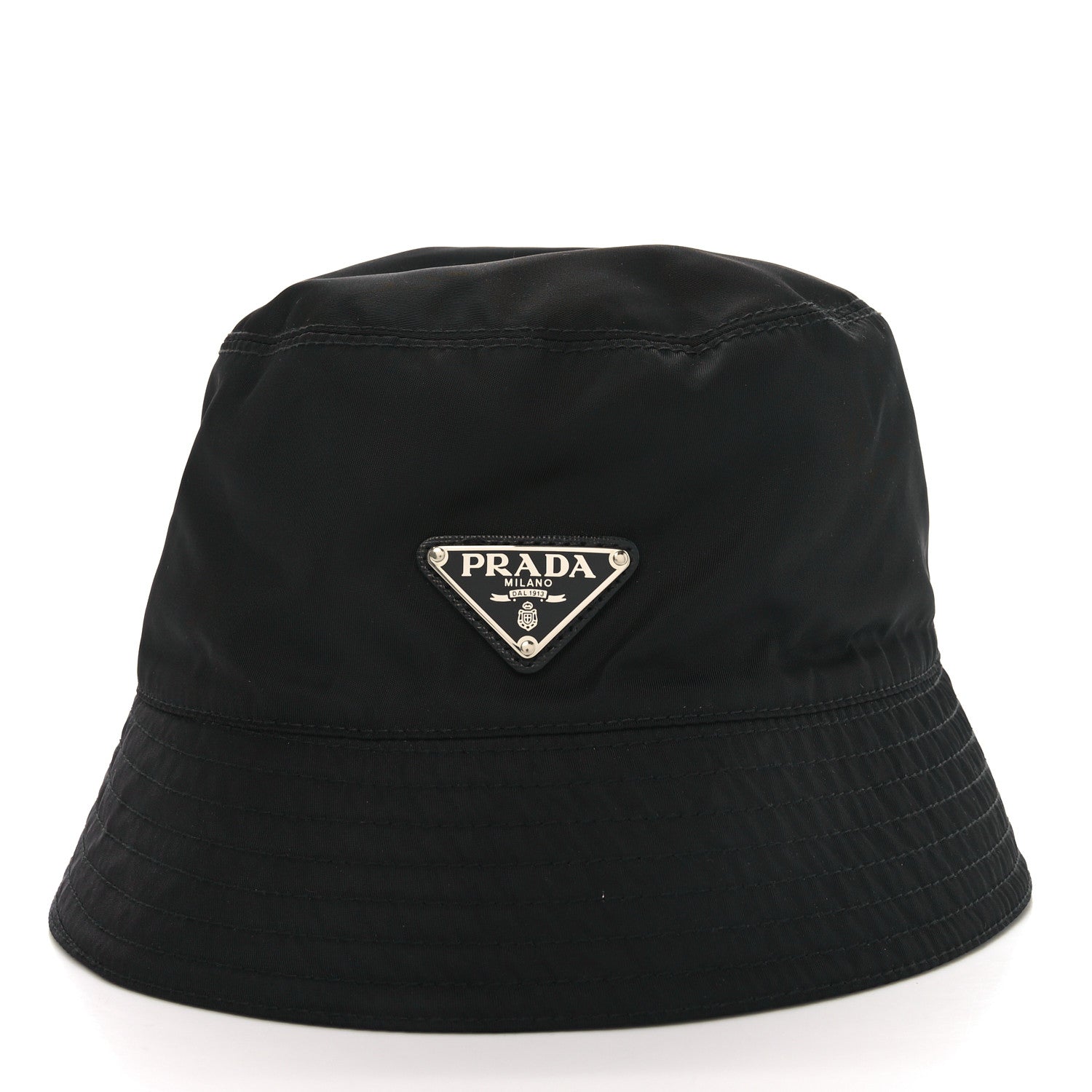 Prada Re-Nylon Metal Triangle Logo Mens Bucket Hat L Black 3 of 9