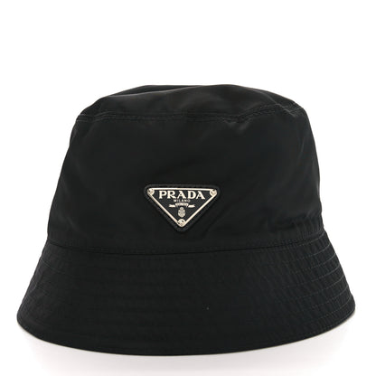 Prada Re-Nylon Metal Triangle Logo Mens Bucket Hat L Black 3 of 9