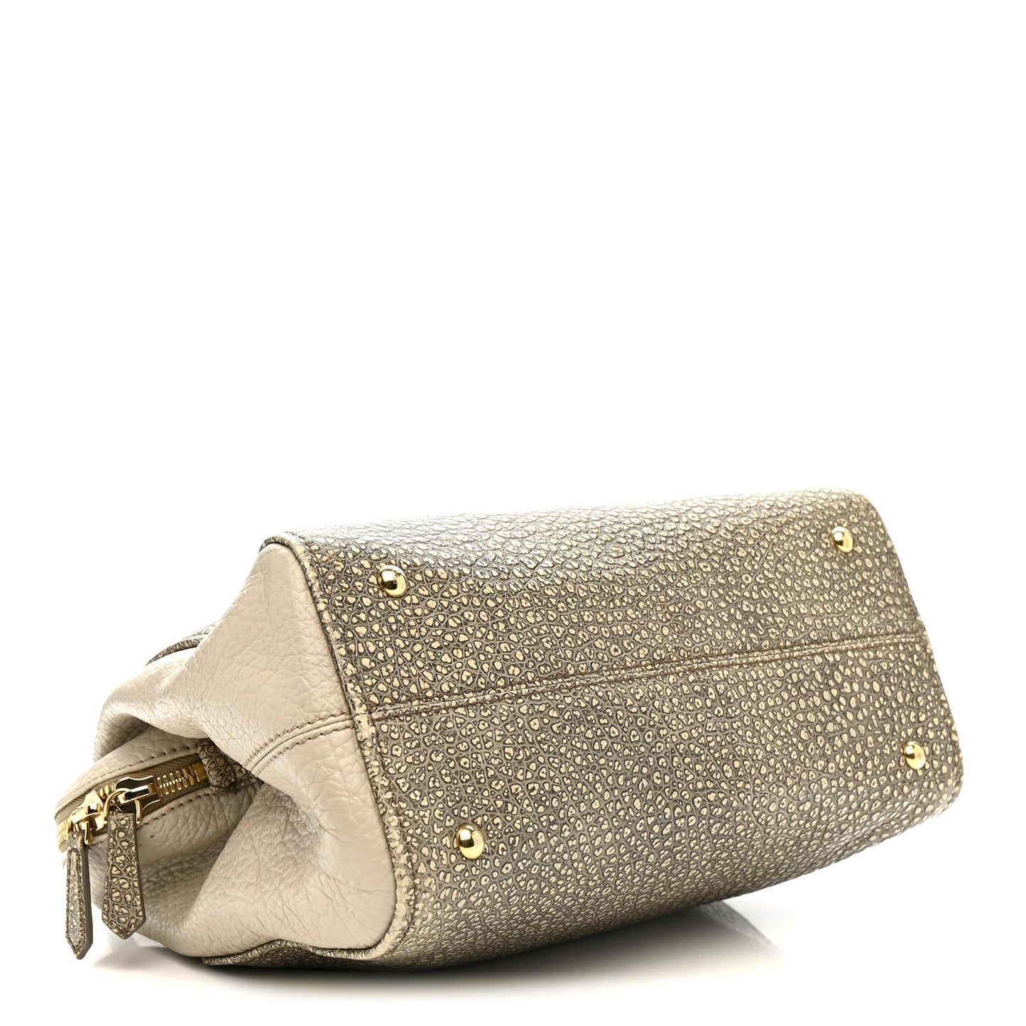 Pebbled Calfskin Small Chameleon Tote Beige Grey
