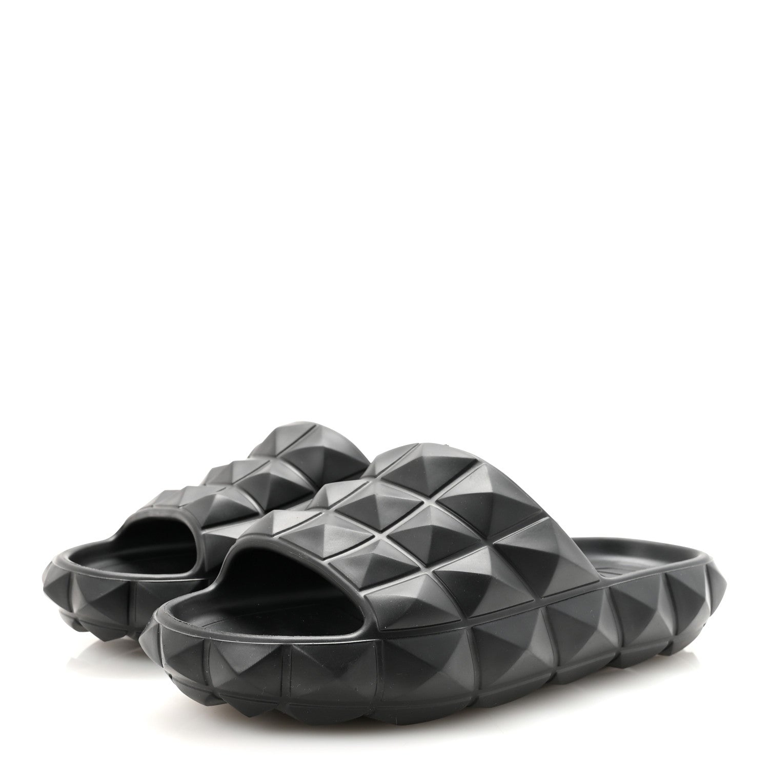 Valentino Garavani Rubber Roman Stud Turtle Slide Sandals 36 Black 4 of 8