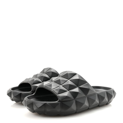 Valentino Garavani Rubber Roman Stud Turtle Slide Sandals 36 Black 4 of 8