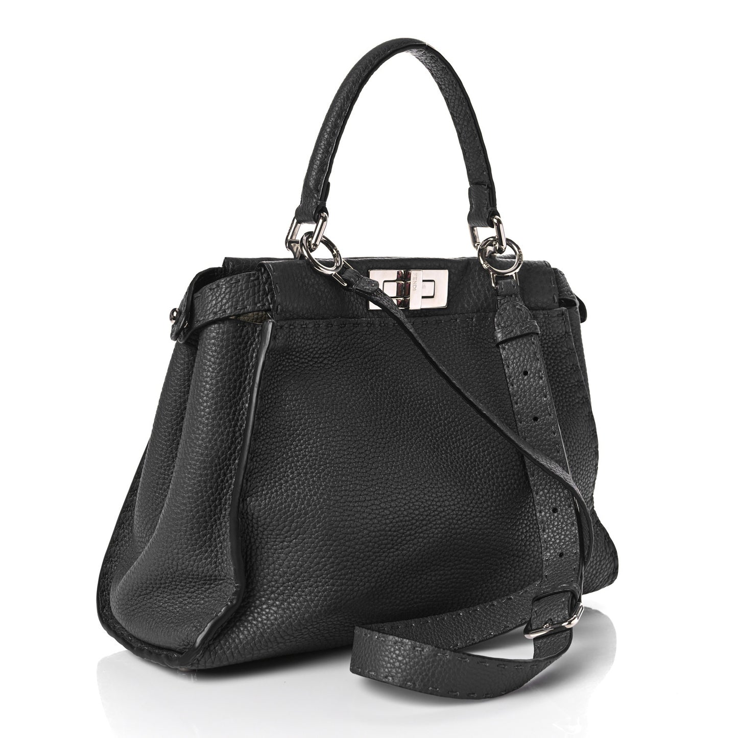Cuoio Romano Selleria Bi-Color Medium Peekaboo Iconic Satchel Asfalto Latte