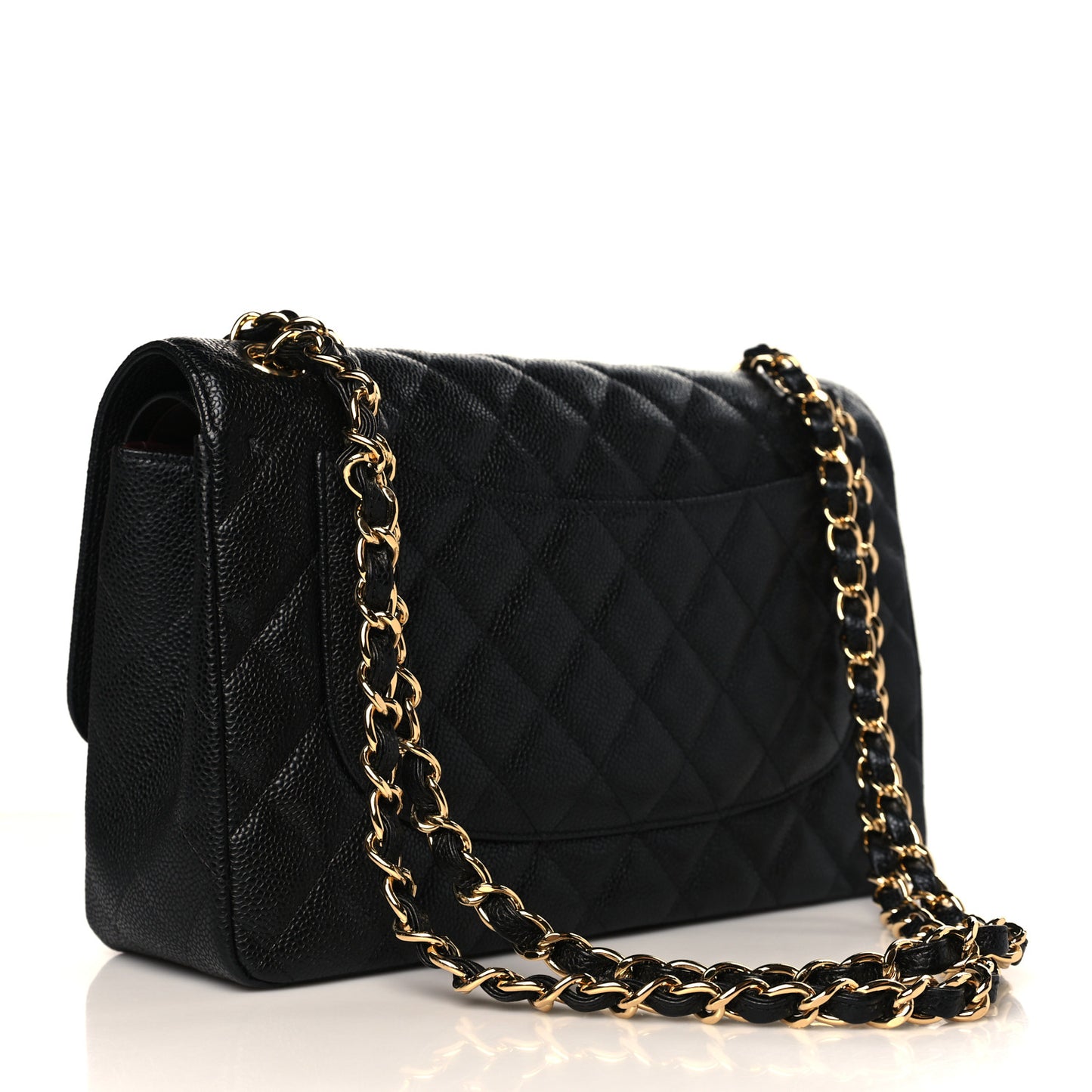 Caviar Quilted Jumbo Double Flap Black