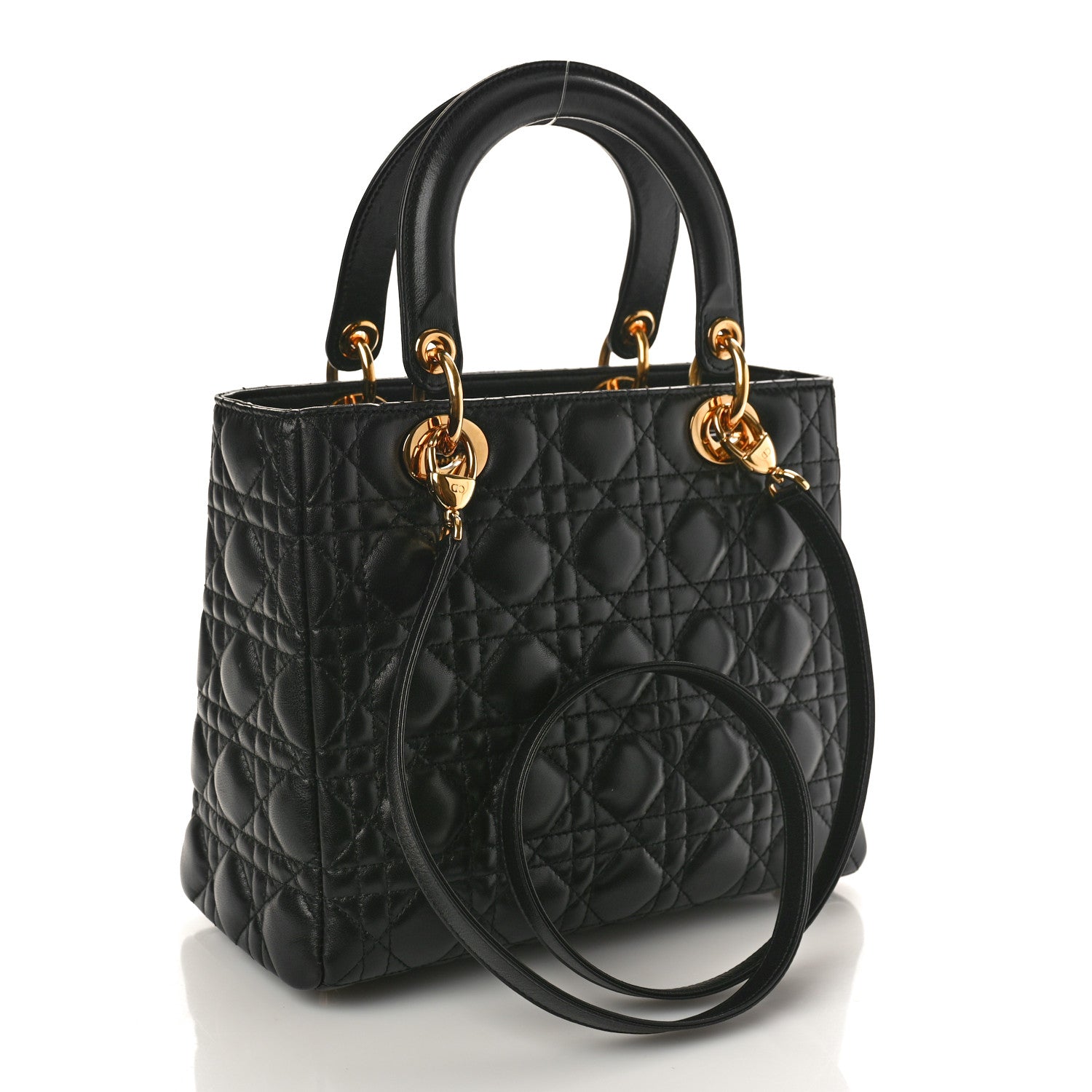 Christian Dior Lambskin Cannage Medium Lady Dior Black 3 of 13